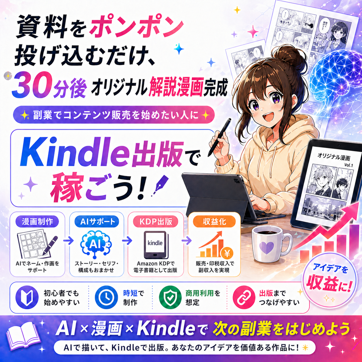 AI漫画Studio Kindle副業 - AIで漫画制作をもっと身近に