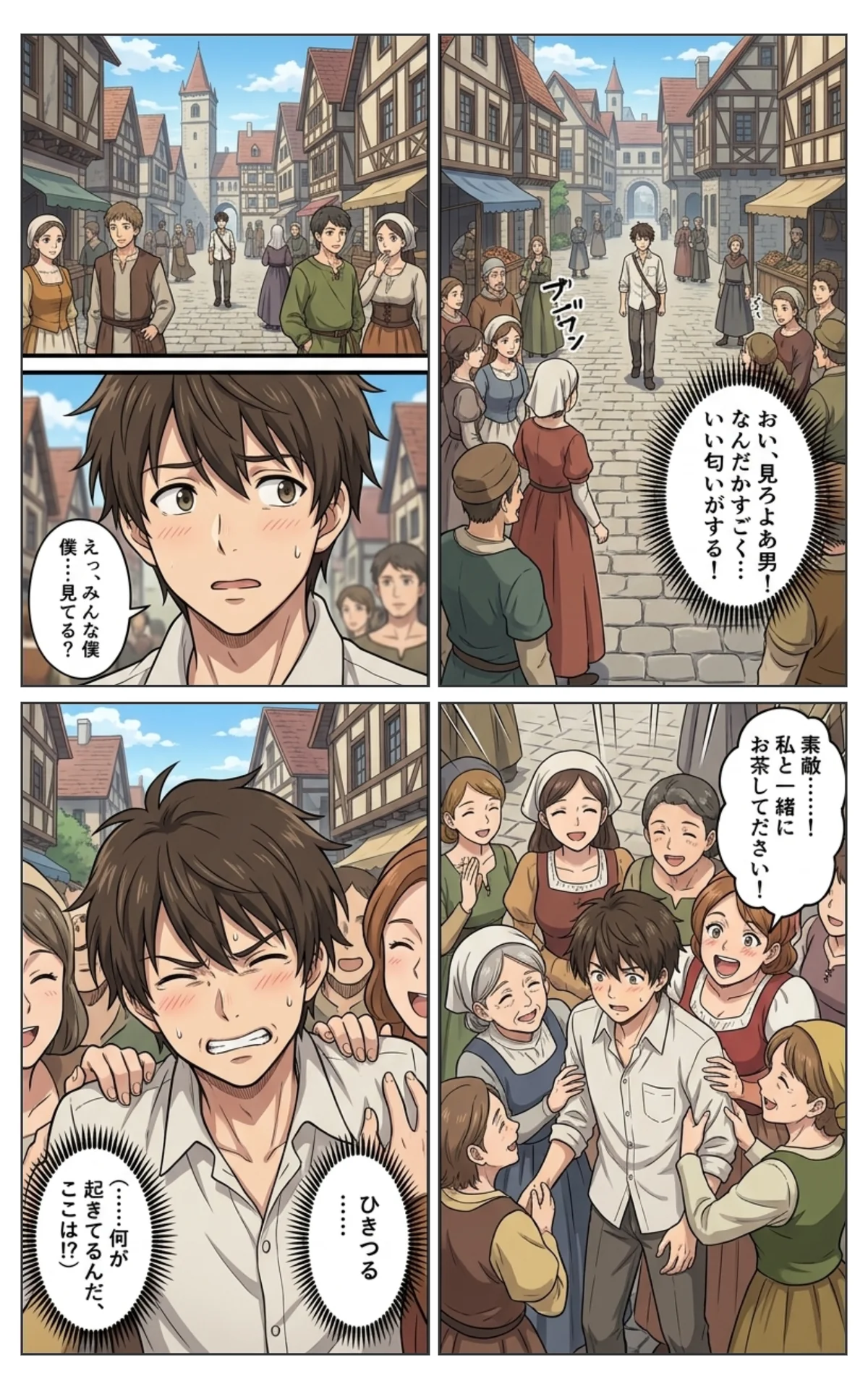 A manga page generated in AI Manga Studio (sample shown in Japanese)