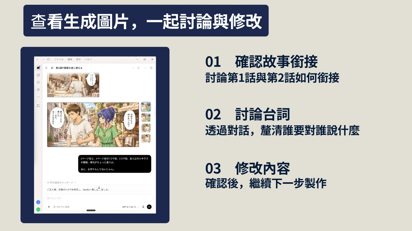 檢視生成圖片，討論並修改。Codex實際操作畫面